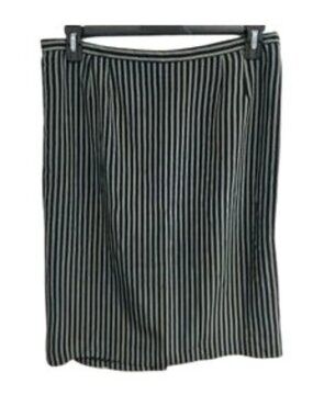 Womens Black White Striped Knee Length Pencil Skirt Minimalist French Girl